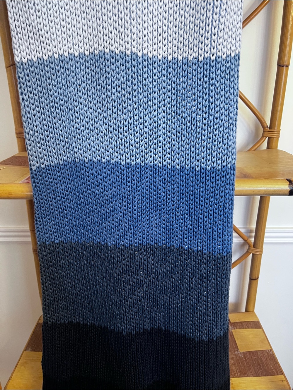 Knit Ombre Blue Stripe Tie-Shoulder Dress - Picture 3 of 4